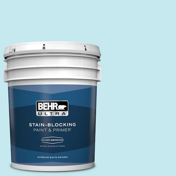 BEHR ULTRA 5 gal. #P480-1 Niagara Mist Extra Durable Satin Enamel Interior Paint & Primer