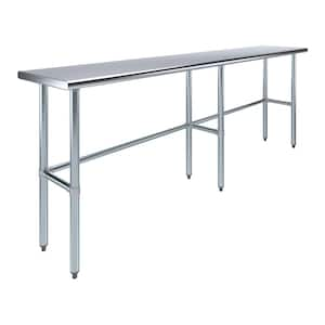 18 in. x 96 in. Stainless Steel Open Base Kitchen Utility Table Metal Prep Table