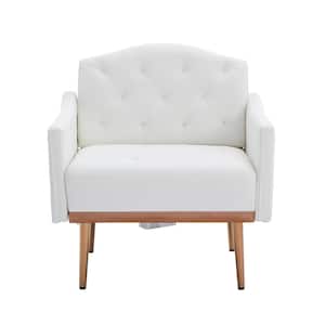 White PU Faux Leather Upholstered Accent Arm Chair leisure Tufted Single Sofa