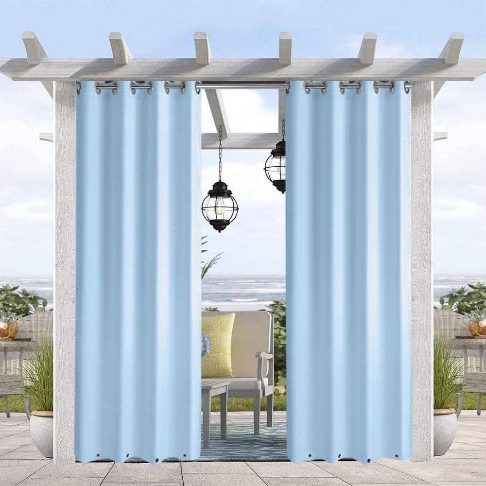 50"x108" Outdoor Decor Gazebo Natural Solid Grommet-Top Outdoor Curtain Panel 