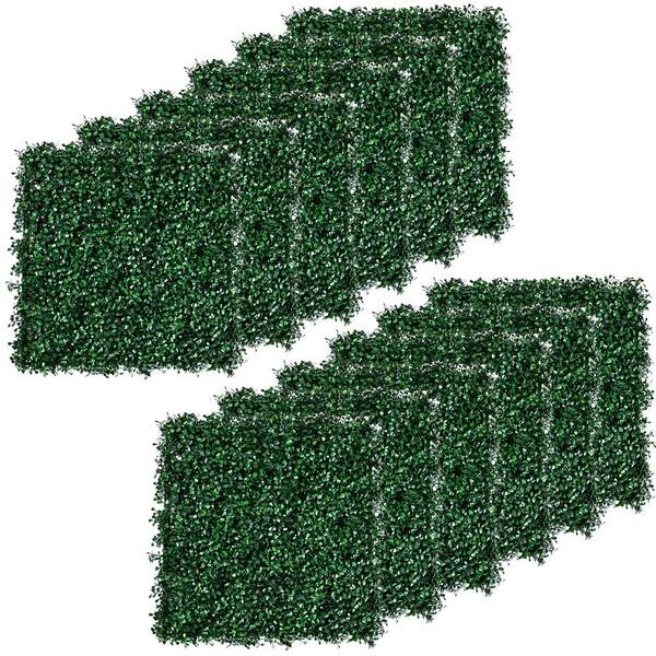 12 Boxwood Panels 19.75 in. H Artificial Grass Wall Panels-Easy to Install Greenery Backdrop for Indoor and Outdoor