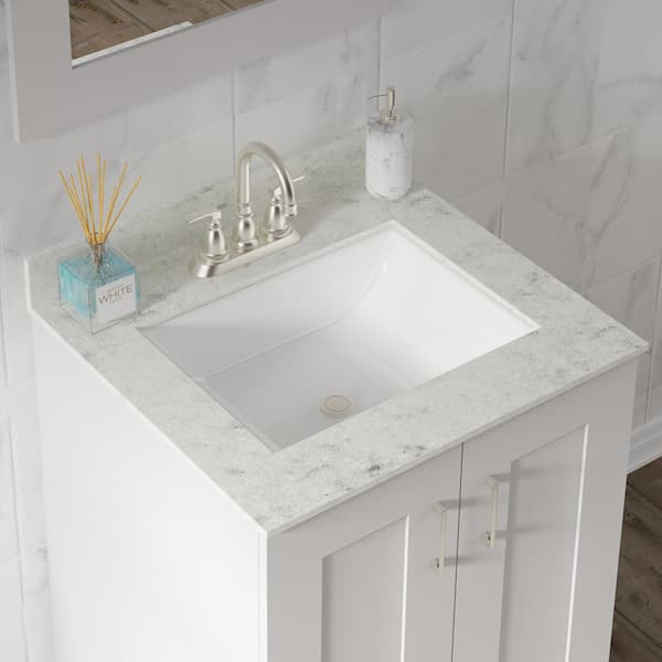 J Collection 25 In W X 22 D Cultured Marble Rectangular Undermount Single Basin Vanity Top Icy Stone 46157 - 25 Undermount Bathroom Vanity Top