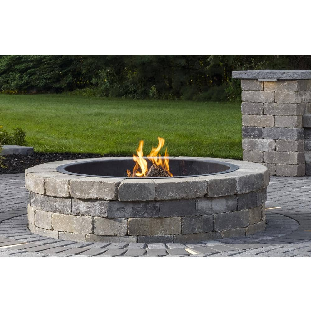 Anchor Weston 52 in. x 12 in. Northwoods Tan Round Concrete Fire Pit Kit  With Metal Liner 70300879 - The Home Depot