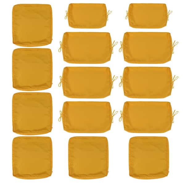 Outdoor Cushion Slipcovers for 7 Pcs (6-Seaters) Wicker Rattan Sectional Sofa Seat and Back (14-Pack Only Cover) Yellow