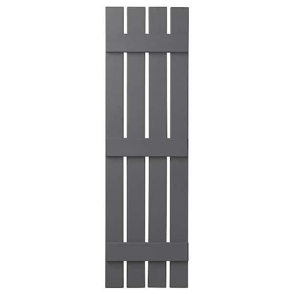 Ply Gem 16 in. x 55 in. Polypropylene Plastic 4-Board Open Board and Batten Shutters Pair in Gray