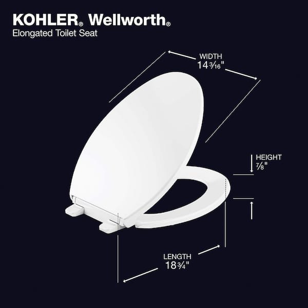 KOHLER Wellworth Elongated Grip Tight Bumpers Front Toilet Seat in White