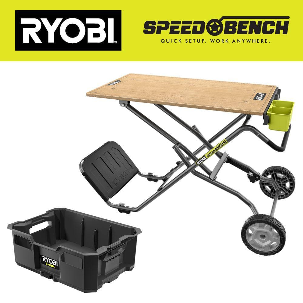 RYOBI SPEED BENCH 23 in. W x 20 in. D Mobile Workstation with LINK Tool ...