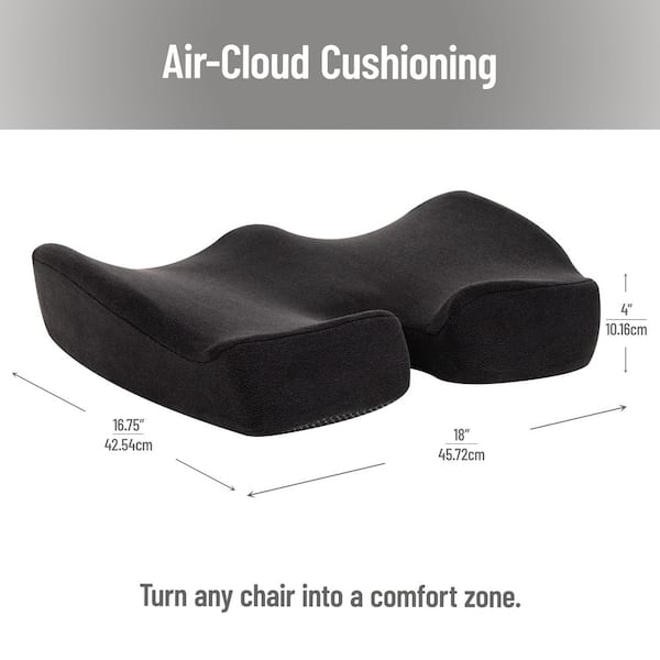Mind Reader Black Memory Foam Ergonomic Office Chair Pad Cushion