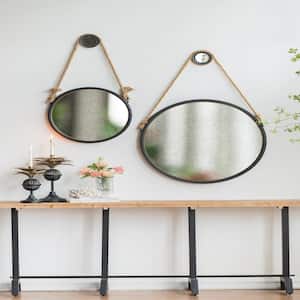 Contemporary 19.50 in. W x 19.50 in. H Black Round Metal Frame Mirror, Home Decor for Living Room, Bedroom, Entryway