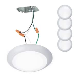 Disc 6 in. 1-Light White LED Flush Mount (4-Pack)