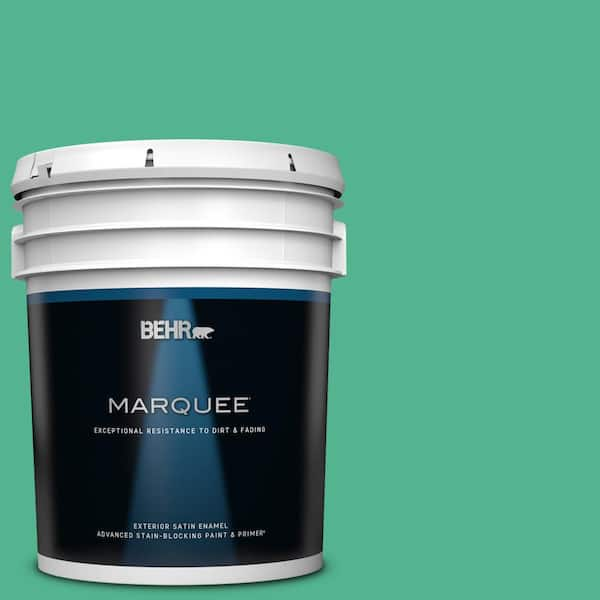 BEHR MARQUEE 5 gal. #MQ4-16 Aruba Green Satin Enamel Exterior Paint & Primer