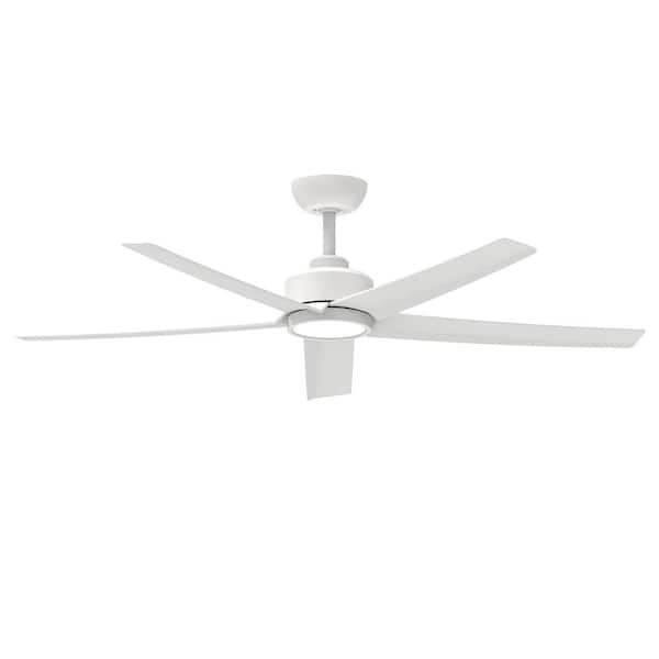 QRMOK W5 52 in. LED Indoor White Ceiling Fan with Light and Remote, Reversible DC Motor, 5 Blades and 3 CCT Light Kit