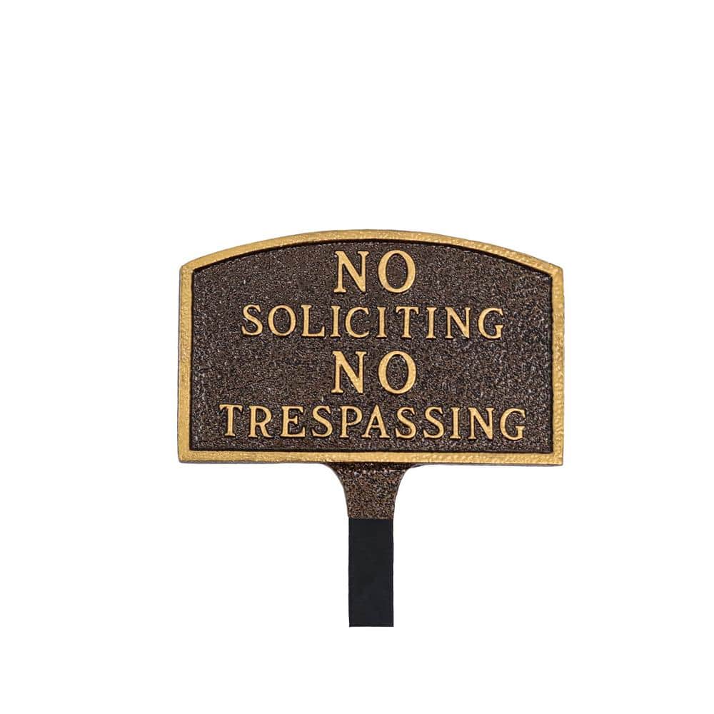 No Soliciting, No Trespassing Arch Small Statement Plaque with 23 in. Lawn Stake - Hammered Bronze price history on PriceWatchPro