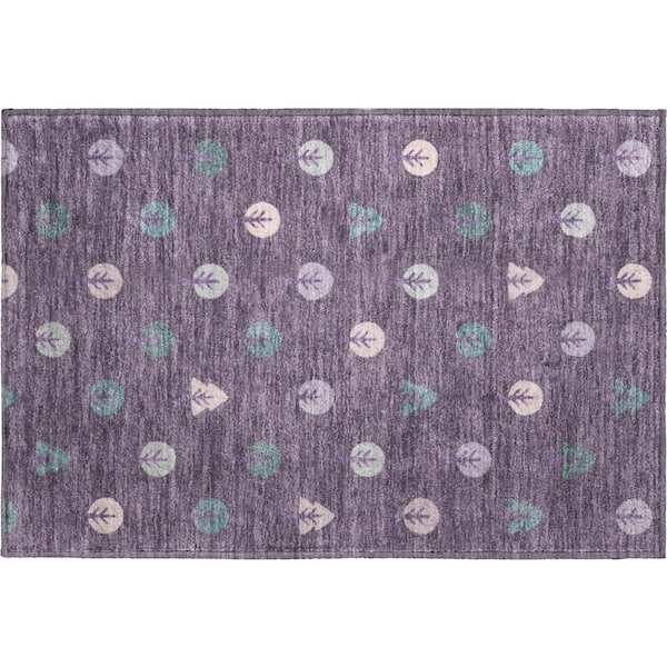 Mayfield Premium Machine Washable Abstract AMF2550 Plum 2 ft. x 3 ft. Accent Rug