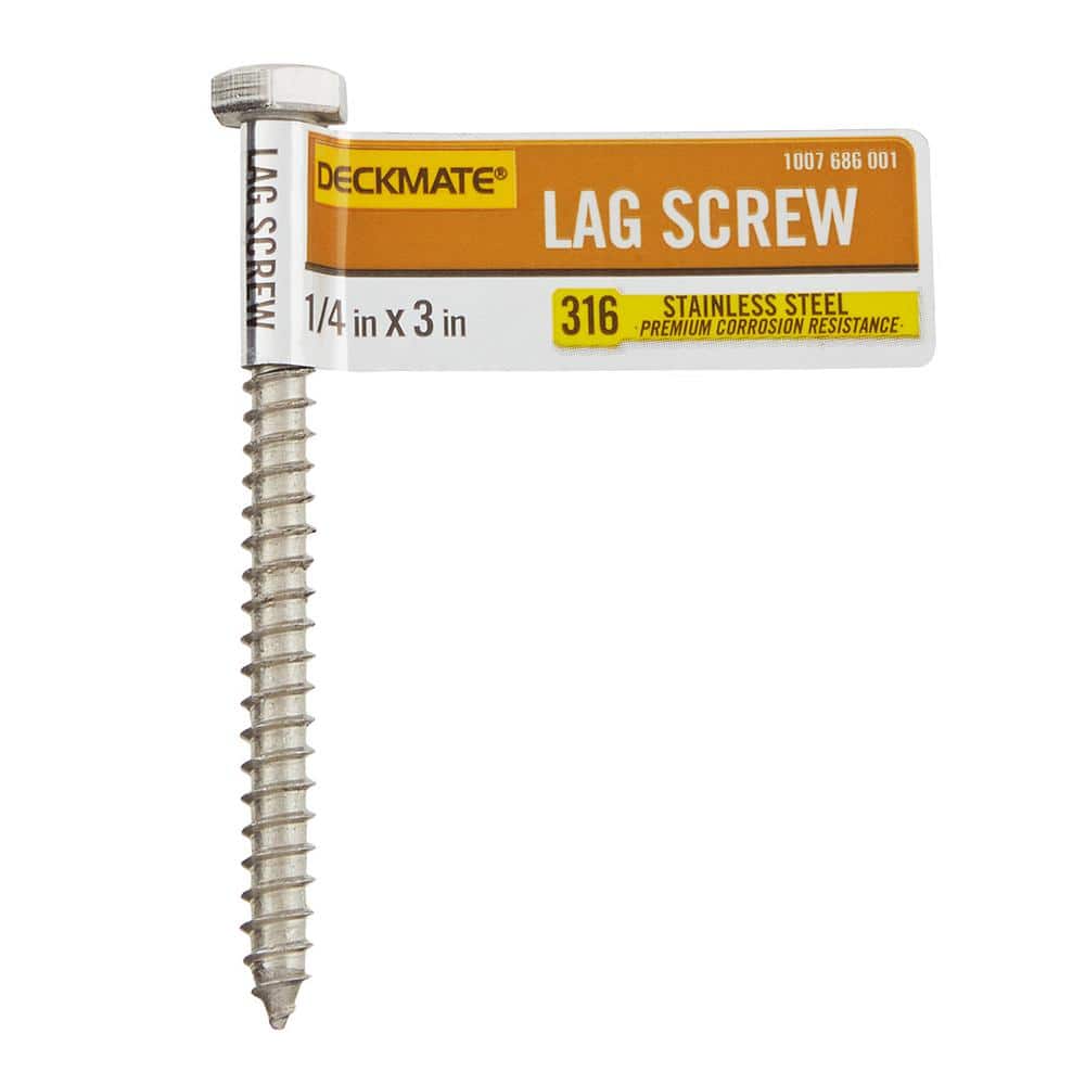 DECKMATE Marine Grade Stainless Steel 1/4 X 3 in. Hex Lag Screw 867220 -  The Home Depot