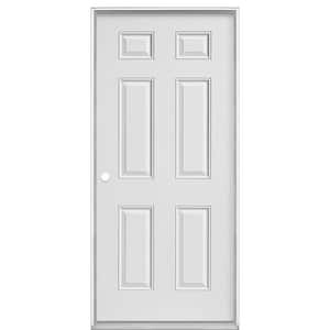 JELD-WEN 36 in. x 80 in. 6-Panel Primed Steel Prehung Left-Hand Inswing  Front Door w/Brickmould THDJW166100275 - The Home Depot