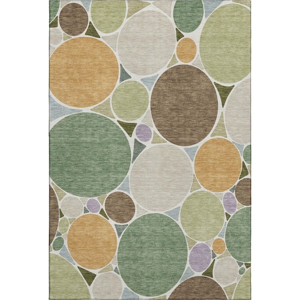 Mayfield Premium Machine Washable Abstract AMF2516 Basil 10 ft. x 14 ft. Area Rug