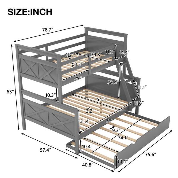 Full Bunk Bed With Ladder And Twin Size, Bunk Beds Twin Over Full Size