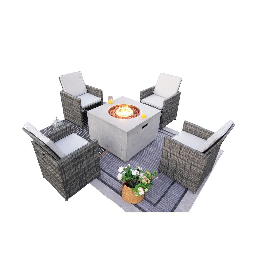 moda furnishings TIlio 5Pieces Rock and Fiberglass Fire Pit Table