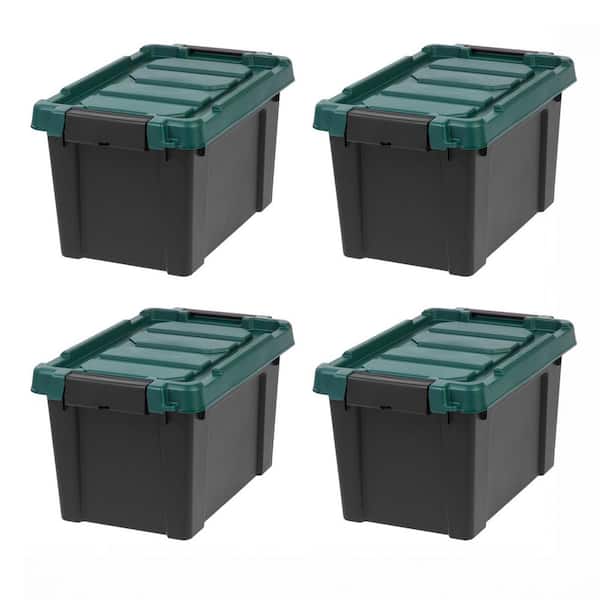 5 Gal. Remington Store-It-All Tote Storage Bin, Heavy Duty Containers, Black (4 Pack)