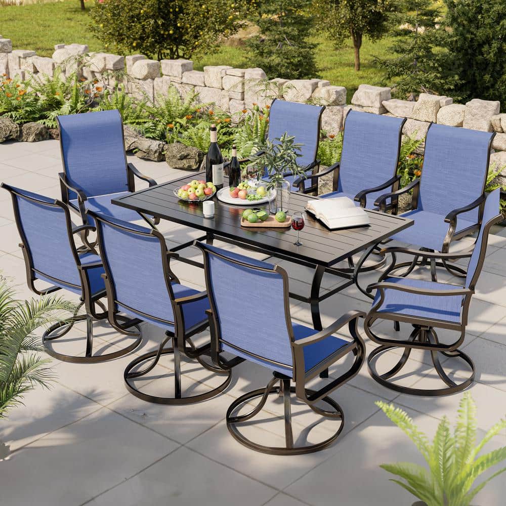 Metal Swivel Outdoor Dining Rocking Chair (Set of 8)