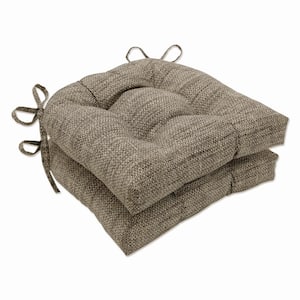 Solid 17.5 in. x 17 in. Outdoor Dining Chair Cushion in Grey/Tan (Set of 2)