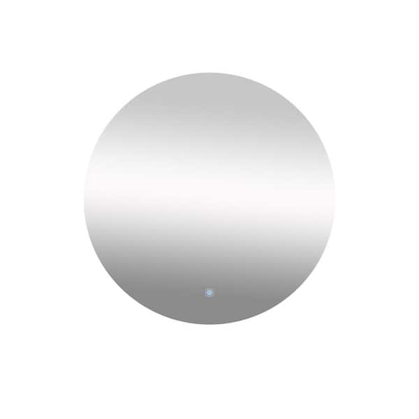 Unbranded White 32 in. W x 32 in. Led Modern Round Wall Mirror with Anti-Fog 3000K Backlit Lighted