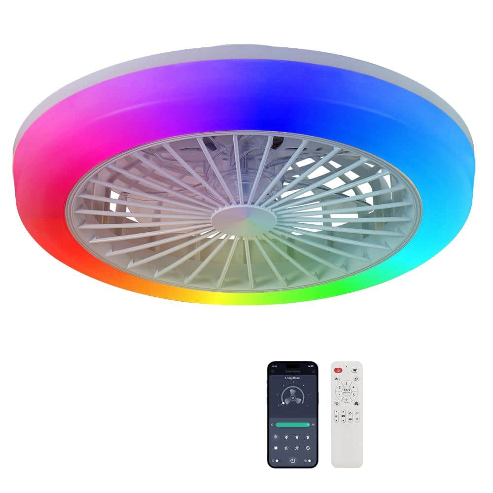 18 inch Ceiling Fan with RGB Light Remote,Modern Low Profile Dimmable Light Ceiling Fan for Bedroom Living Room price history on PriceWatchPro