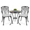 Nuu Garden 3-Piece Cast Aluminum Patio Bistro Set Rust-proof Outdoor Bistro Set with Gray Cushion SCD004M-01-WKL