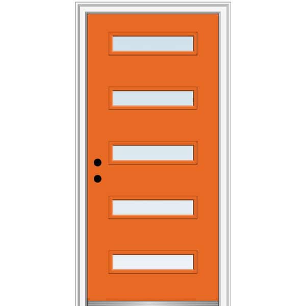 MMI Door 32 in. x 80 in. Davina Right-Hand Inswing 5 Lite Clear Painted Fiberglass Smooth Prehung Front Door, 4-9/16 in. Frame