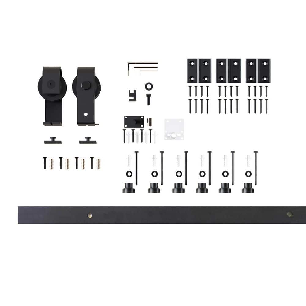 5.5 ft./66 in. Black Rustic Single Bi-Fold Sliding Barn Door Track and Hardware Kit with T-Shape Roller for 2-Doors price history on PriceWatchPro