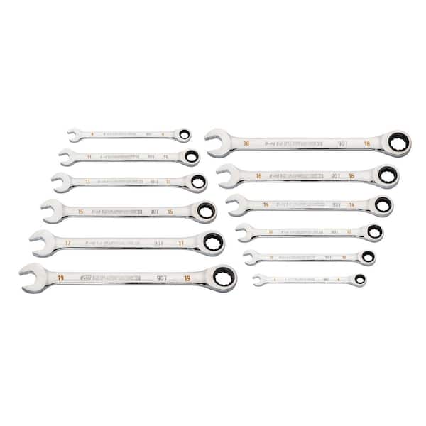 GEARWRENCH Metric 90-Tooth Flex Head Combination Ratcheting Wrench Tool Set (12-Piece)