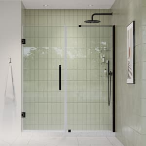 Tampa-Pro 54 3/8 in. W x 72 in. H Pivot Frameless Shower in Oil Rubbed Bronze with Shelves