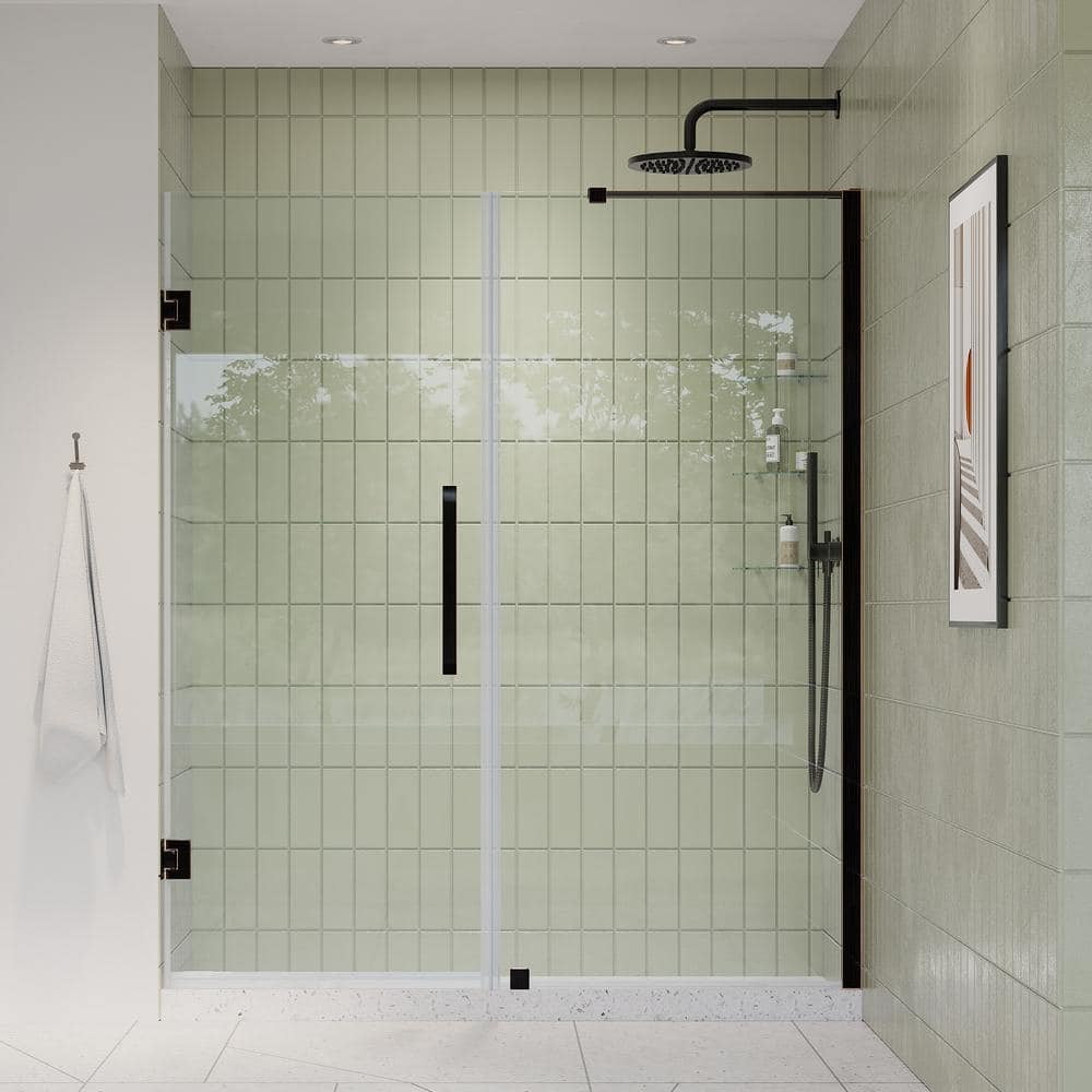 OVE Decors Tampa-Pro 62 3/8 in. W x 72 in. H Pivot Frameless Shower in Oil Rubbed Bronze with Shelves -  828796082747