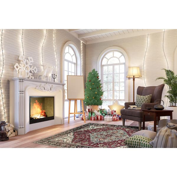 EORC Red/Brown 9 ft. x 12 ft. Hand Knotted Wool Traditional Heriz Serapi Area Rug