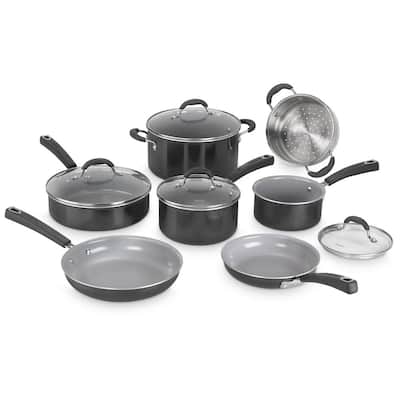 Advantage XT 11-Piece Aluminum Ceramic Nonstick Cookware Set in Black