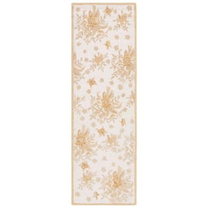 Chelsea Ivory/Gold 3 ft. x 8 ft. Medallion Speckled Floral Runner Rug