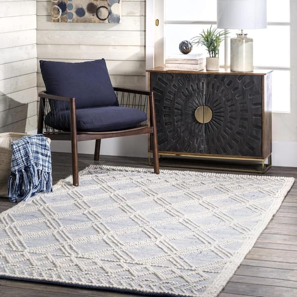 Natti Modern Trellis Blue 9 ft. x 12 ft. Area Rug