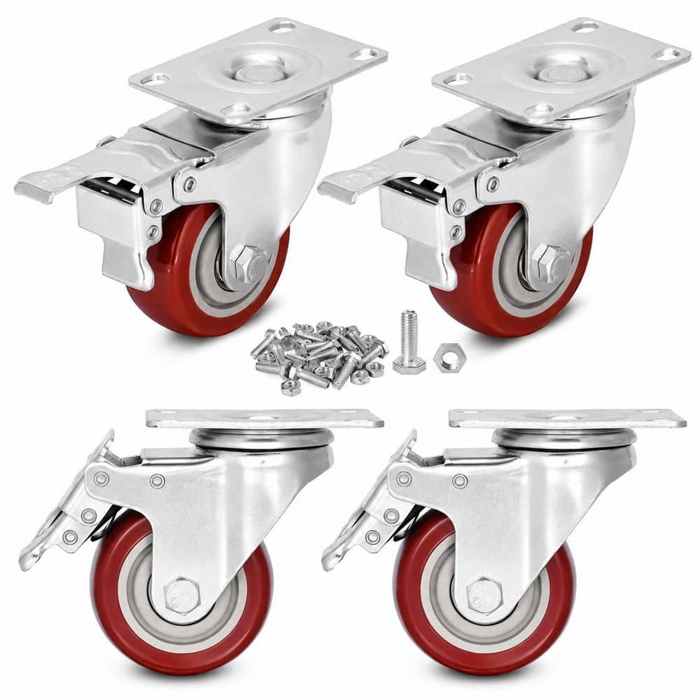 4-Pack Heavy Duty 3 in. Polyurethane Swivel Caster Wheels with Dual Locking Brakes Steel Frame 1500 lb. Load price history on PriceWatchPro