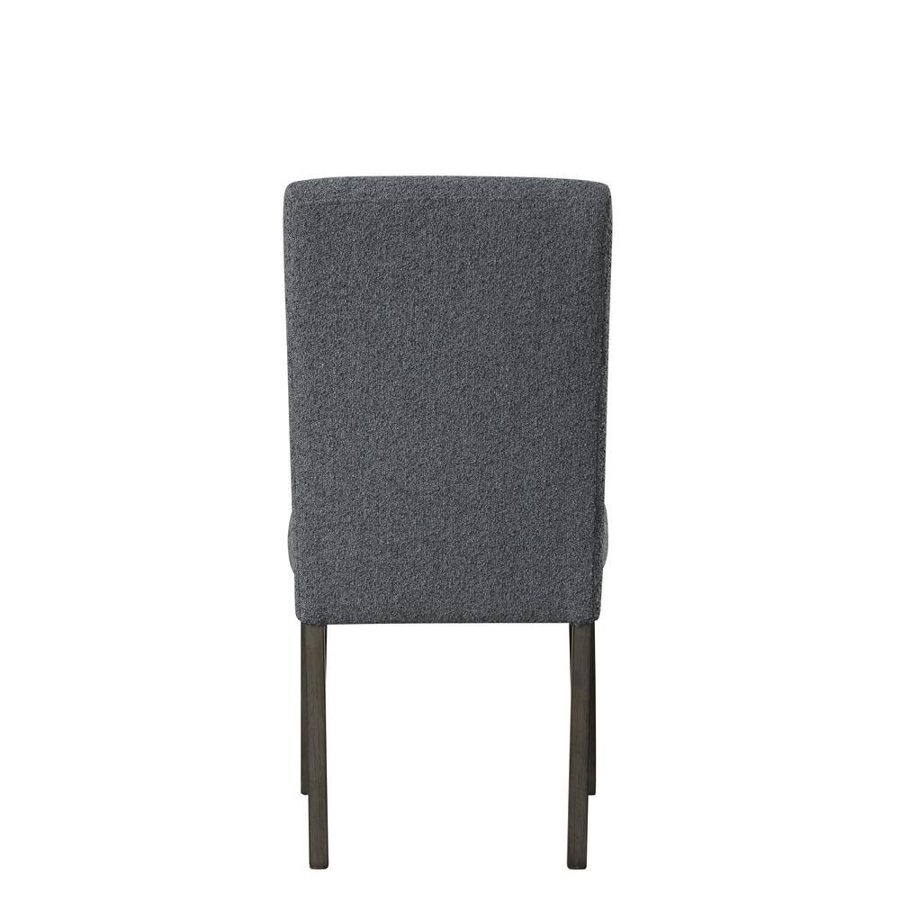 High Back Dark Gray Upholstered Wood Side Chairs, Set of 2