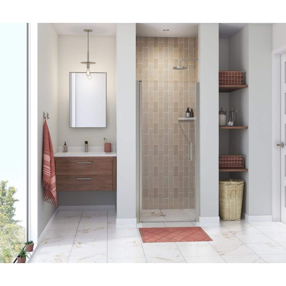 Manhattan 33 in. to 35 in. W x 68 in. H Frameless Pivot Shower Door Clear Glass in Brushed Nickel price history on PriceWatchPro
