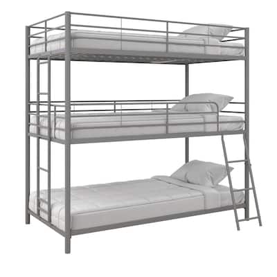 DHP Cormac Silver Metal Twin Triple Bunk Bed