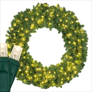 Sequoia Fir 48 in. Pre-Lit Artificial Commercial Wreath with 200 Warm White LED Lights