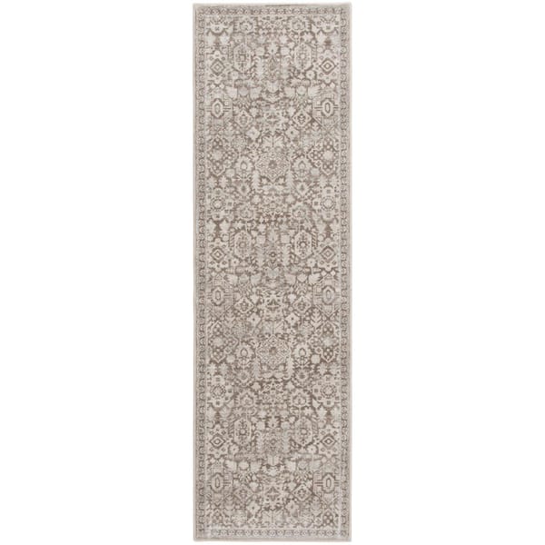 Skyline Light Brown/Beige 2 ft. x 7 ft. Floral Runner Rug