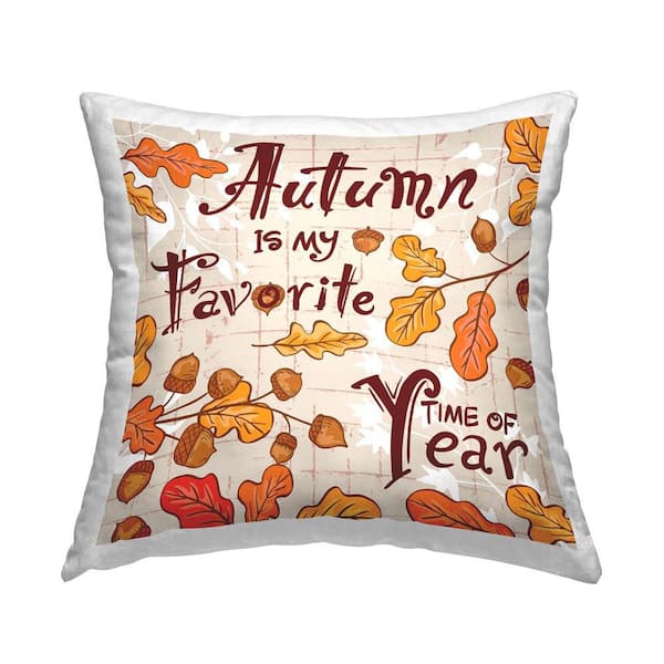Stupell Industries Autumnal Leaf Pattern Orange Abstract Polyester 18 in. x 18 in. Throw Pillow