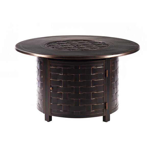 Oakland Living 44 In Round Aluminum, Round Propane Fire Pit Table With Lid