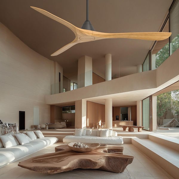 Carve 72 in. Smart Indoor/Outdoor Bronze/Honey Oak Downrod Mount Standard Ceiling Fan with Remote