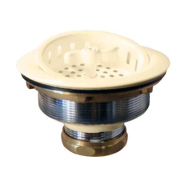 Westbrass 3-1/2 in. Wing Nut Style Large Kitchen Sink Basket Strainer in Almond