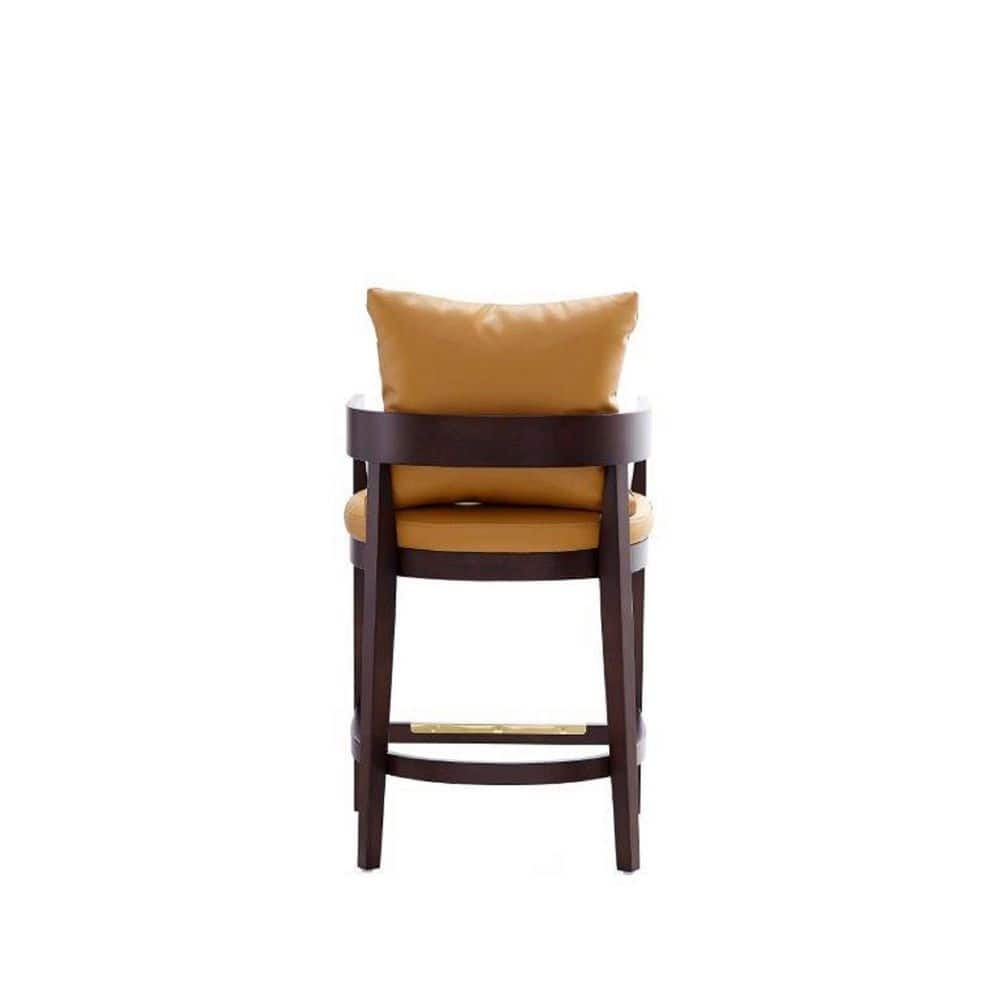 Ritz Camel Leatherette 34" Dark Walnut Beech Wood Counter Stool