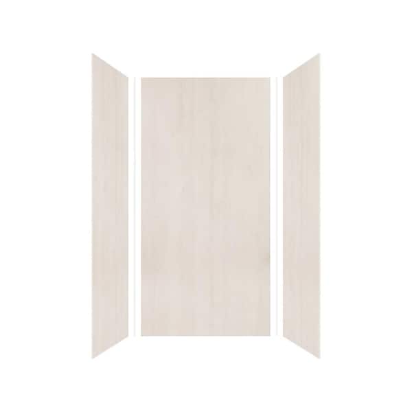 Expressions 36 in. x 36 in. x 72 in. 3-Piece Easy Up Adhesive Alcove Shower Wall Surround in Bleached Oak